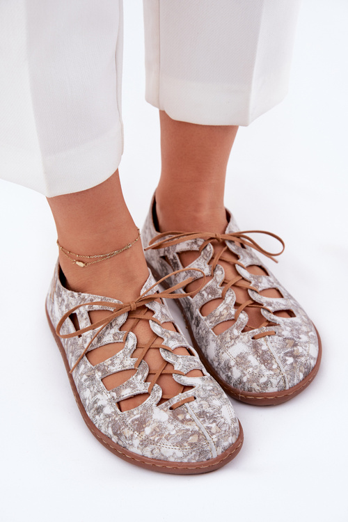 Skórzane Baleriny Z Wycięciami Maciejka 06835-25/00-1 Złote