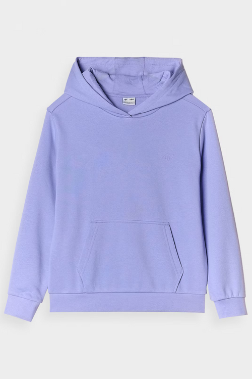 Dziewczęca Nierozpinana Bluza Z Kapturem Gładka Niebieska 4F 4FJWMM00TSWSF1316-32S