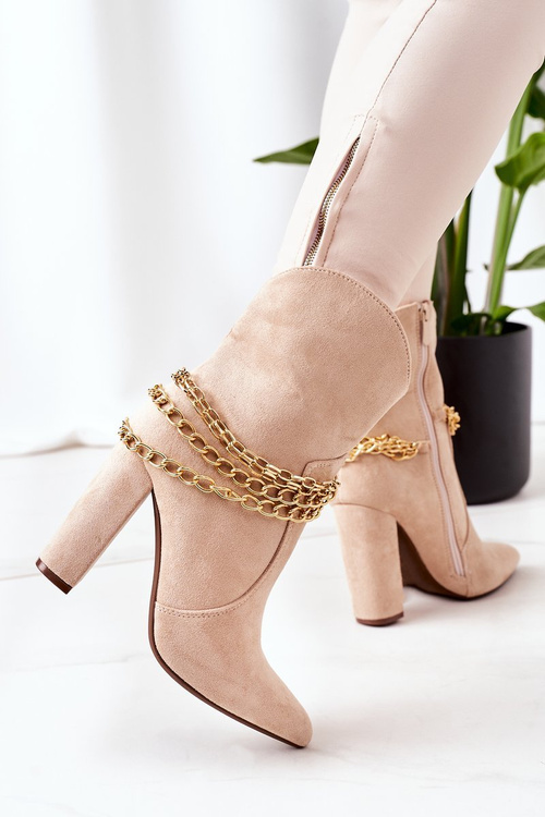 Ocieplane Botki Na Słupku Beżowe Good Impression