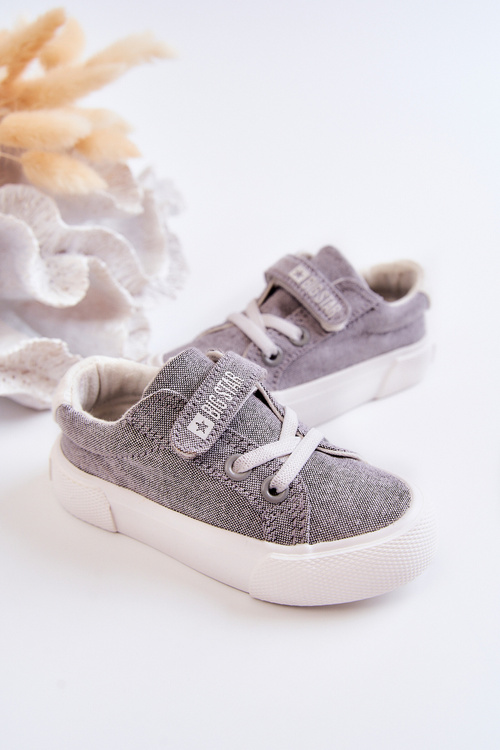 Dziecięce Niskie Trampki Na Rzep BIG STAR JJ374107 Szare