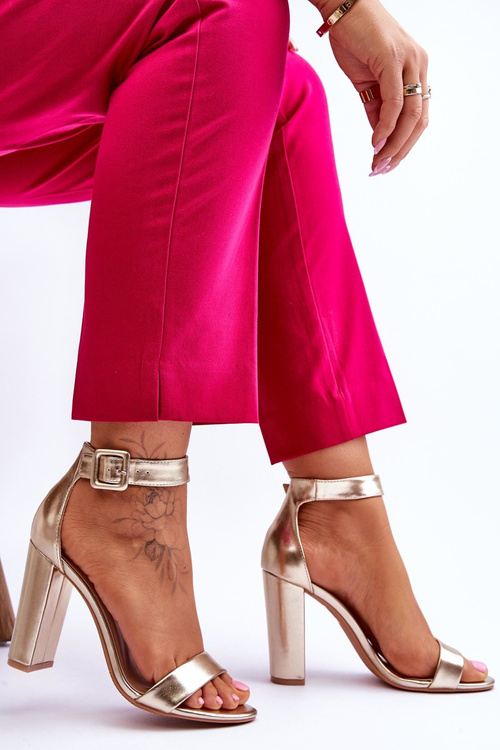 Sandałki Na Obcasie Złote Georgina