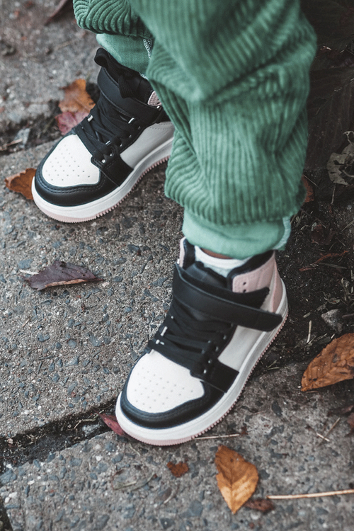 Wysokie Dziecięce Buty Sportowe Biało-Różowe Teredite