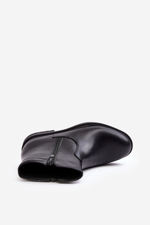 Męskie Niskie Botki Na Suwak Czarne Brosta