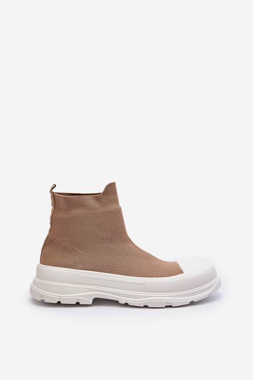 Wsuwane Skarpetkowe Botki Damskie Brązowe Ilanae