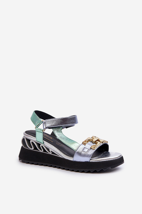 Sandały Damskie Na Koturnie D&A CR954 Zielone