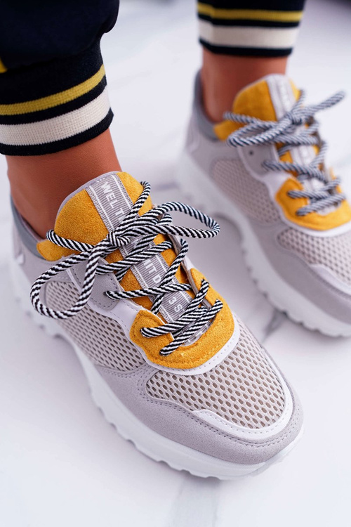 Sportowe Damskie Buty Wysoka Podeszwa Żółte Chillout