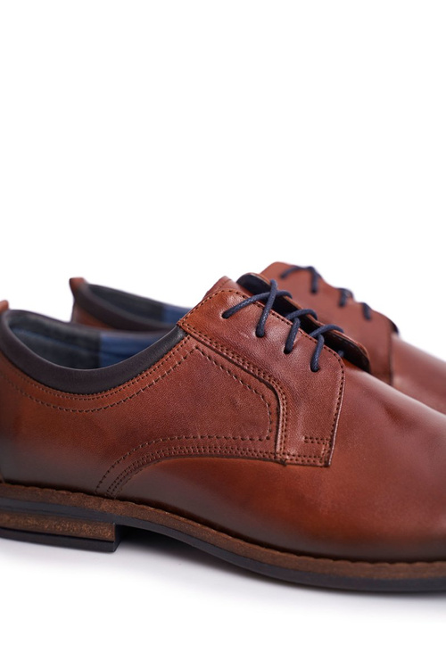 Półbuty Męskie Casual Skórzane Nikopol Brązowe 1726