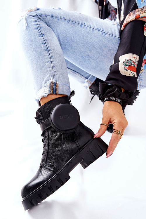 Skórzane Ocieplane Workery Z Nerką Big Star II274430 Czarne