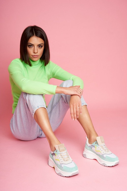 Damskie Sportowe Skórzane Obuwie GOE Biało Miętowe FF2N3011