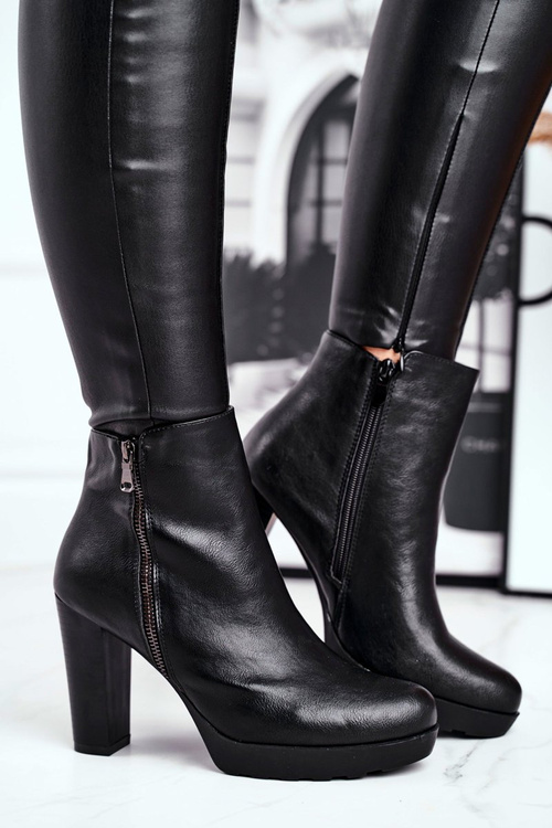 Damskie Botki Na Słupku Czarne Eugene