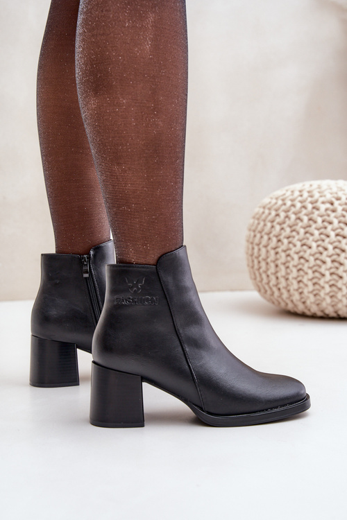 Ocieplane Botki Na Słupku Czarne Feliveth