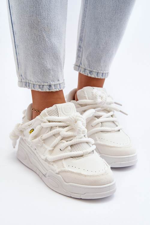 Damskie Sneakersy Z Grubym Sznurowaniem Białe Miatora