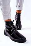 Botki Workery Lakierowane Na Suwak Czarne Vica