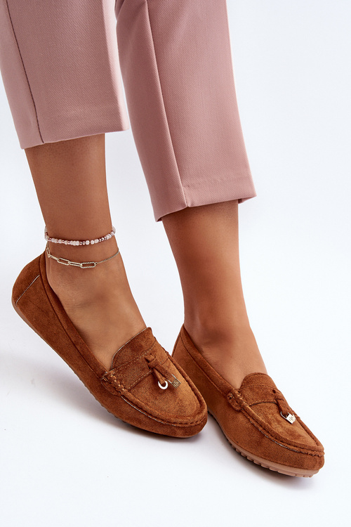 Damskie Zamszowe Klasyczne Mokasyny Camel Ontala