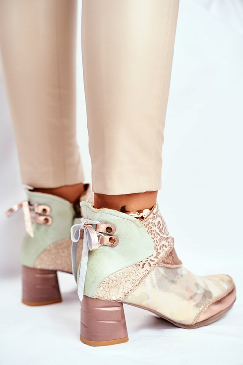 Botki Damskie Na Słupku Maciejka Beżowe 03410-04