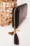 Duży Portfel Damski Z Breloczkiem Czarny