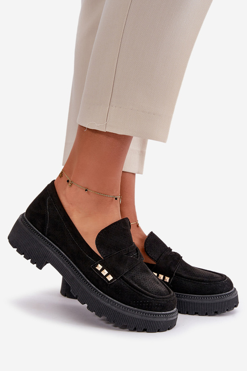 Damskie Ażurowe Półbuty Mokasyny Czarne Tannes