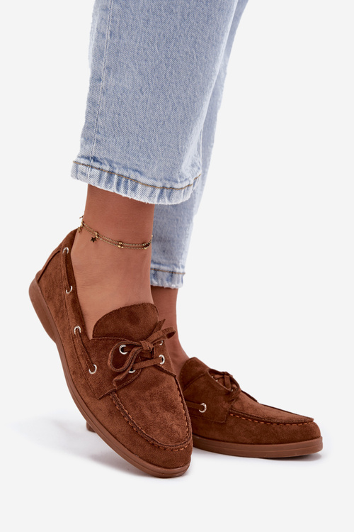 Półbuty Mokasyny Damskie Z Wiązaniem Camel Calivra