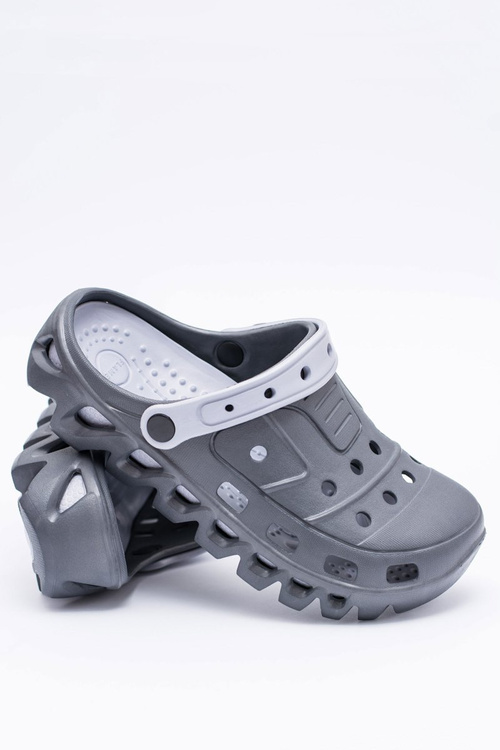 Ciemnoszare Męskie Ogrodowe Lekkie Klapki Kroksy Eva