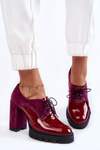 Modne Zamszowo-Lakierowane Botki Na Platformie Bordowe Carisa