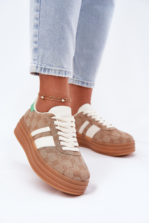Niskie Sneakersy Na Platformie Khaki Ovivene