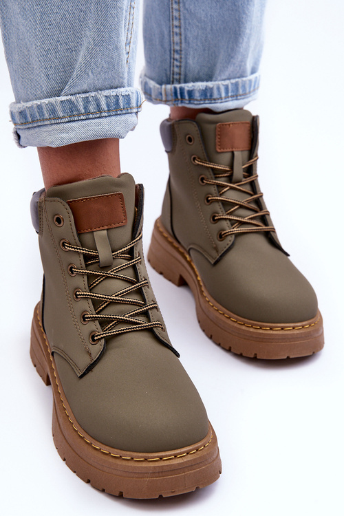 Damskie Trapery Botki Ocieplane Zielone Corbin