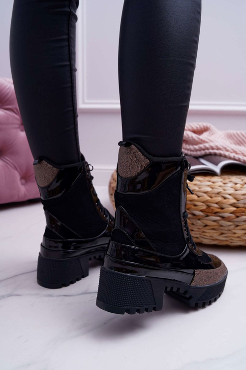 Damskie Botki Wysokie Czarne Trapery Havok