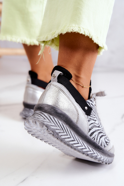 Damskie Skórzane Sneakersy Maciejka 04916-03 Szare