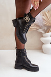 Botki Damskie Ocieplane Ze Złotą Ozdobą Czarne Nealithra