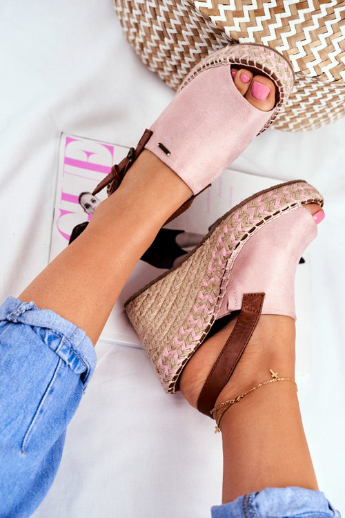 Sandały Damskie Na Koturnie Big Star Różowe FF274984