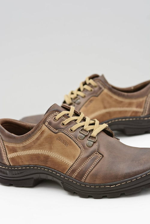 Męskie Skórzane Klasyczne Brązowe Półbuty Favello