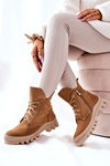 Ocieplane Zamszowe Botki Trapery Camel Annabeth