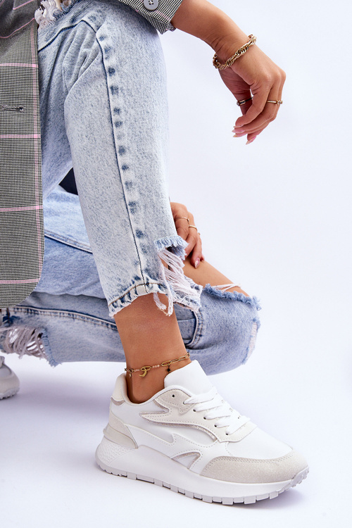 Damskie Buty Sportowe Na Platformie Białe Henley