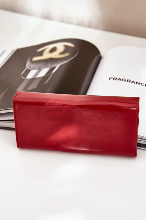 Eko Skórzany Gładki Portfel Damski Czerwony Erolia