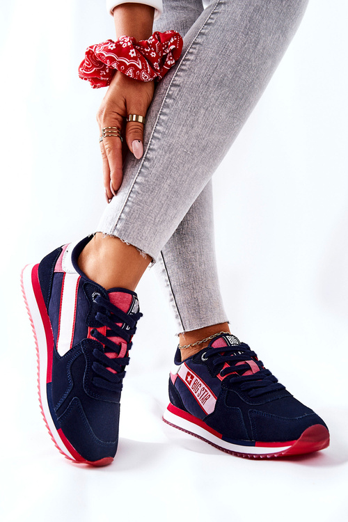 Skórzane Sportowe Buty Big Star II274270 Granatowe