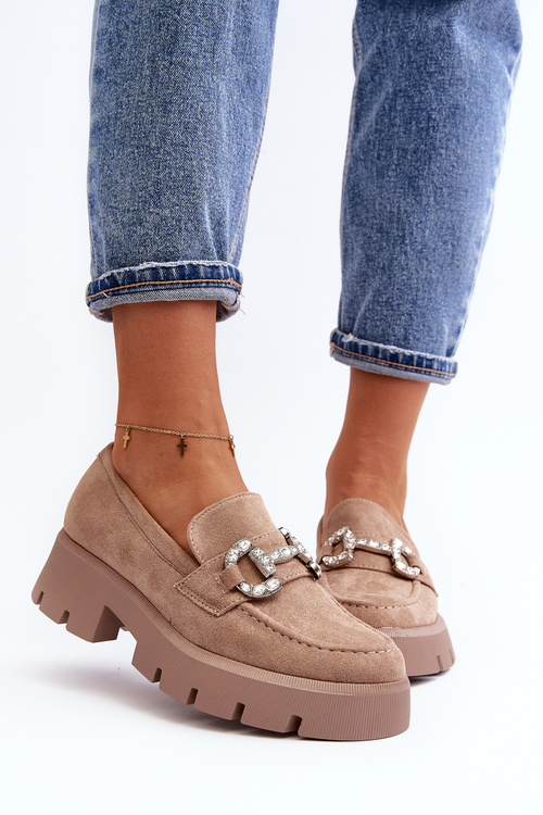 Damskie Mokasyny Z Ozdobą Beżowe Ellise