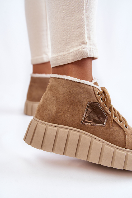 Zamszowe Buty Sportowe Wiązane Lewski Shoes 3252/N Beżowe