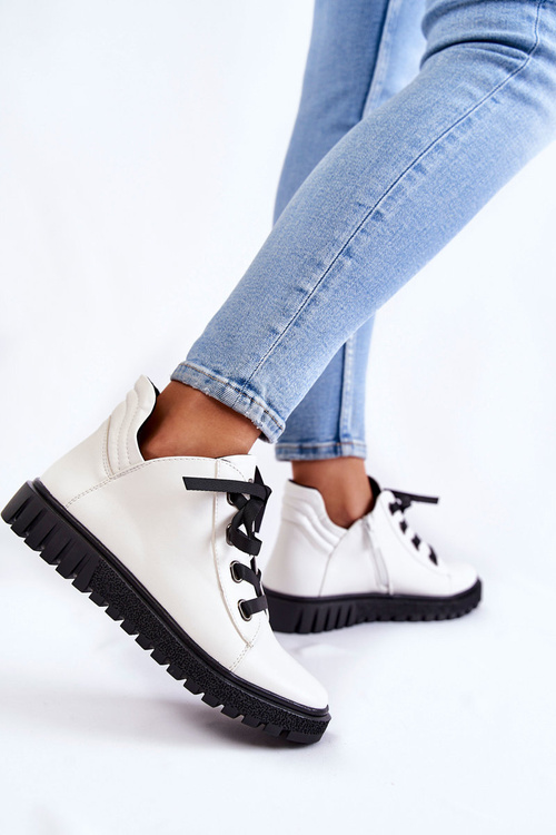 Skórzane Półbuty Sergio Leone PB210 Białe