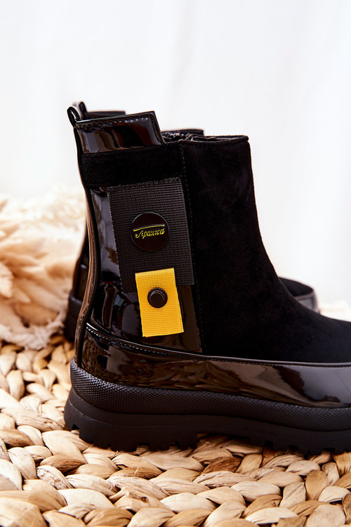 Dziecięce Botki Lakierowane Zamszowe Czarne My Lovely