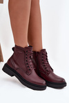 Ocieplane Botki Damskie Z Naturalnej Skóry Sergio Leone BT25248-S Bordowe