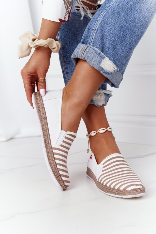 Damskie Espadryle Big Star HH276001 Beżowo-Białe
