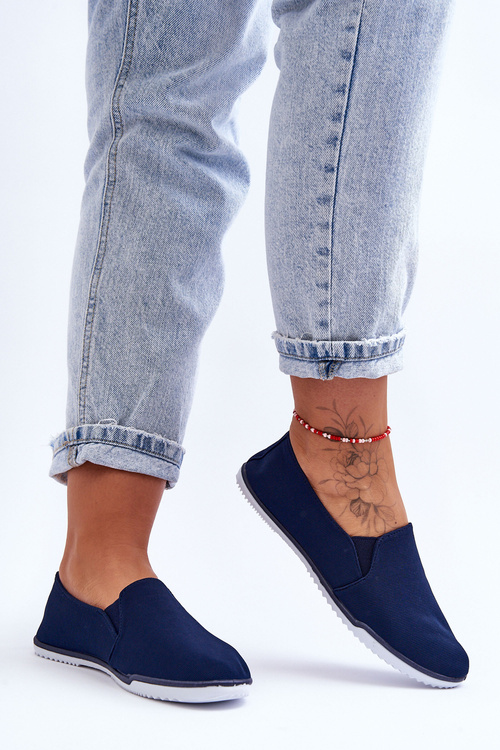 Damskie Tenisówki Slip-On Granatowe Versali