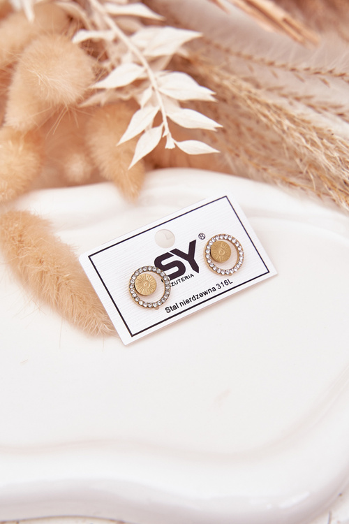 Kolczyki Ze Stali Nierdzewnej Kółka Z Cyrkoniami Złote