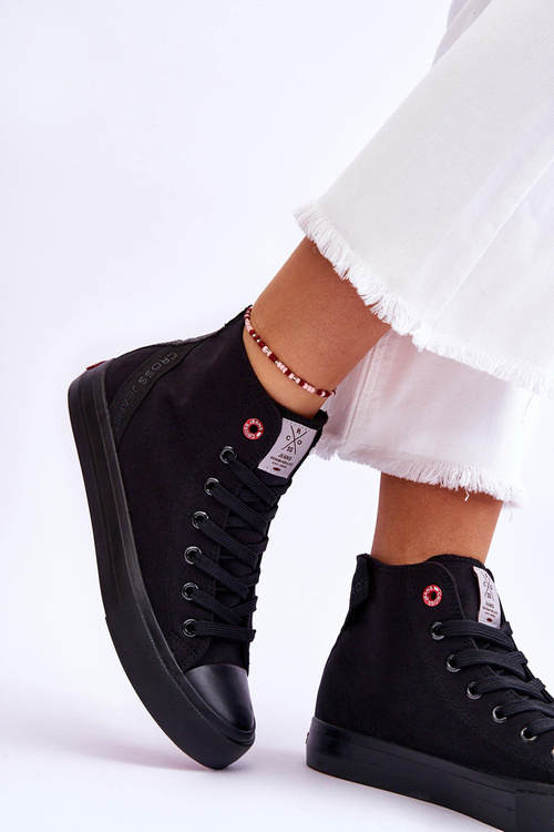 Damskie Klasyczne Wysokie Trampki Cross Jeans LL2R4088C Czarne