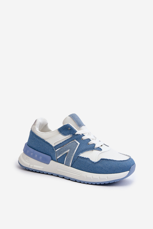 Jeansowe Sneakersy Damskie Z Eko Skóry Niebieskie Vinelli