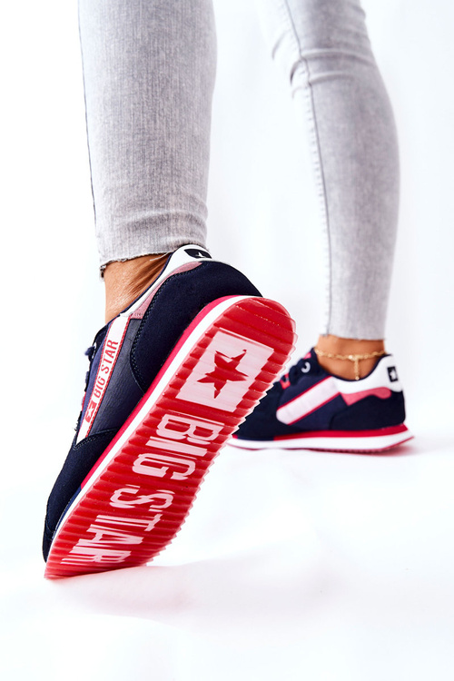 Skórzane Sportowe Buty Big Star II274270 Granatowe