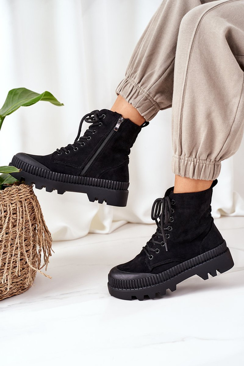 Zamszowe Trapery Na Platformie Czarne Here I Am