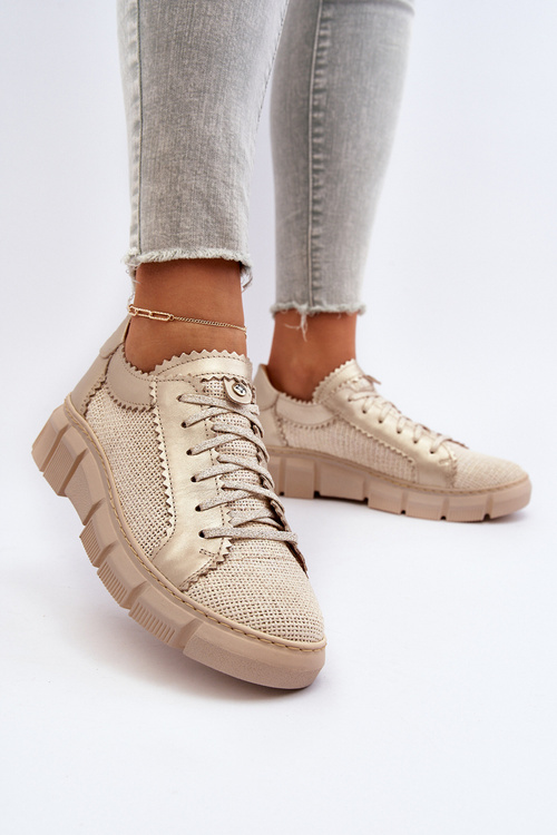 Damskie Skórzane Półbuty Maciejka 05850-22 Jasnobeżowe