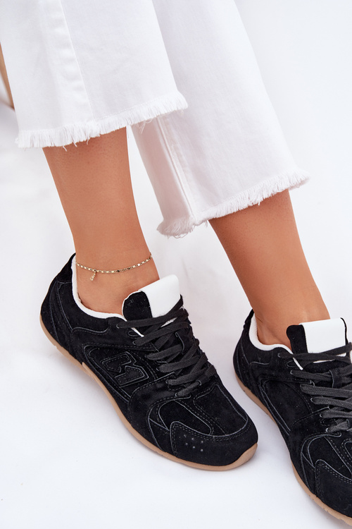 Buty Sportowe Damskie Z Eko Zamszu Czarne Dorella
