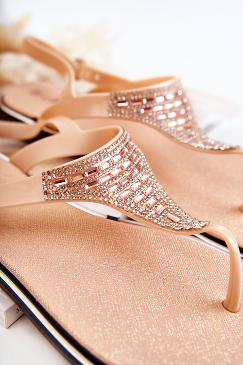 Damskie Sandały Japonki Z Ozdobami Różowe Atlanta